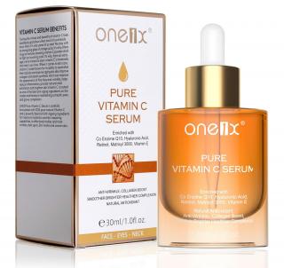 Ser Facial cu Vitamina C Pura, Coenzima Q10, Acid Hialuronic, Retinol, Matrixyl 3000, Vitamina E, ONE1X, 30 ml