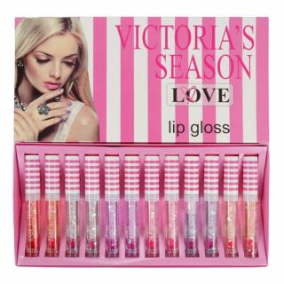 Set 12 Luciuri de Buze cu paiete stralucitoare Victoria s Season Love, 12 x 5.5 ml