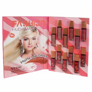 Set 12 Rujuri Lichide Mate Nude, Rezistente la Transfer 24h, Efect de Marire a buzelor, Hudamary, 12 x 6 g