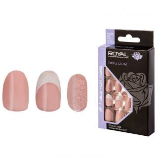 Set 24 Unghii False ROYAL Glue-On Nail Tips, Fairy Dust, Adeziv Inclus 3 g