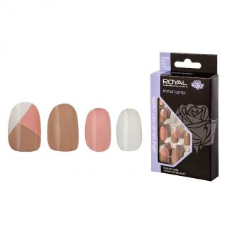 Set 24 Unghii False ROYAL Glue-On Nail Tips, Iced Latte, Adeziv Inclus 2 g