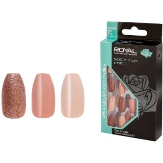 Set 24 Unghii False ROYAL Glue-On Nail Tips, Spice It Up Coffin, Adeziv Inclus 3 g