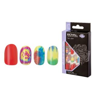 Set 24 Unghii False ROYAL Glue-On Nail Tips, Tie Die, Adeziv Inclus 2 g