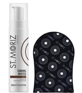 Set pentru autobronzare profesionala ST MORIZ cu Spuma Dark Fast Drying si Manusa Velvet Tanning Mitt