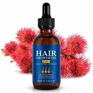 Ulei Premium 3 in 1 pentru Cresterea Parului cu Minoxidil, Biotina si Ulei de Ricin, 60 ml