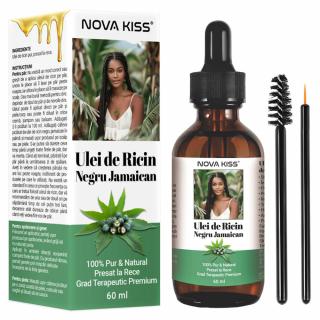 Ulei Premium de Ricin Negru Jamaican 100% Pur  Natural NOVA KISS   pentru cresterea parului, ingrijirea scalpului, pielii, genelor si sprancenelor, 60 ml