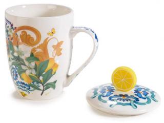 Cana de portelan cu citrice capac decorat de 300 ml