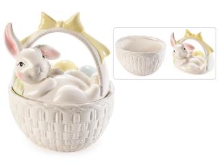 Coș din ceramică cu capac figurina iepure