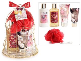 Cutie cadou Chalet cu 4 produse de corp si burete baie 450ml
