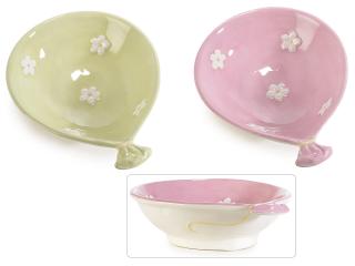 Platou ceramica oval cu flori in relief-1buc