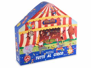 Puzzle 48 piese de carton cu cutie cort Circus