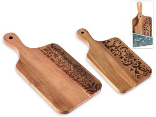 Set 2 tocatoare din lemn de salcam cu decoratiuni gravate cu majolica