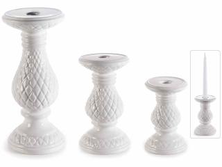 Set 3 suporturi de lumanari din portelan lucios
