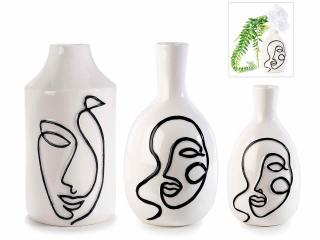 Set 3 vaze decorative din portelan cu chip de femeie