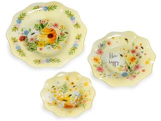 Set de 3 farfurii din sticla cu decoratiuni  BeeHoney