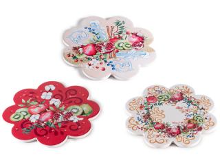Suport din ceramică lucioasă cu bază de plută model floral-1buc