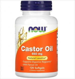 Now Castor Oil 650 mg 120 softgels