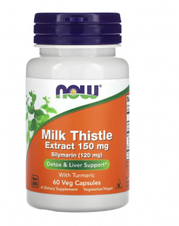 Now Milk Thistle Extract with Turmeric 150 mg 60 vcaps