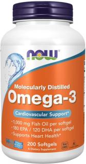 Now Omega-3 Fish Oil Molecularly Distilled 200 softgels