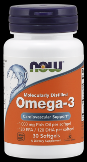 Now Omega-3 Fish Oil Molecularly Distilled 30 softgels