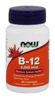 Now Vitamin B-12 with Folic Acid 5000 mcg 60 lozenges