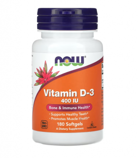 Now Vitamin D3 400 IU 180 softgels