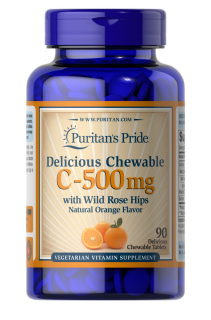 Puritan s Pride Vitamin C-500 mg with Wild Rose Hips 90 Chewable