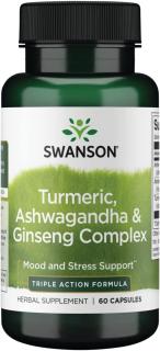Swanson Turmeric, Ashwagandha  Ginseng Complex 60 caps