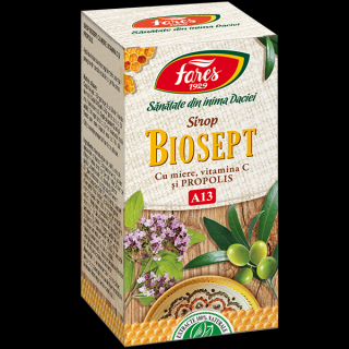 Biosept (antibacterian, antiviral) cu miere și propolis, A13, sirop, Fares