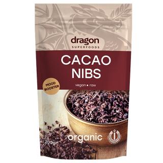 Miez din boabe de cacao bio Criollo 200g Dragon Superfoods