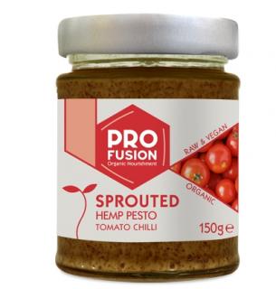 Pesto din seminte de canepa germinate cu rosii si chilli raw bio 150g