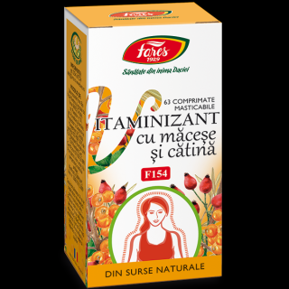 Vitaminizant cu măceșe și cătină, F154, comprimate masticabile, Fares