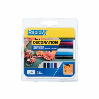 Baton silicon Rapid Decoratiuni Fun to Fix color Clasic (alb, visiniu, bleu, bleumarin, negru), Universal, O7mm x 90mm, baza EVA, 36 buc blister 5001363