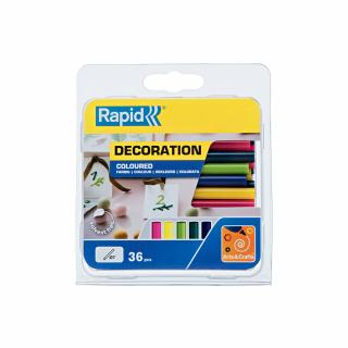 Baton silicon Rapid Decoratiuni Fun to Fix color Modern (albastru, galben, roz, verde si vernil), Universal, O7mm x 90mm, baza EVA, 36 buc blister 5001426