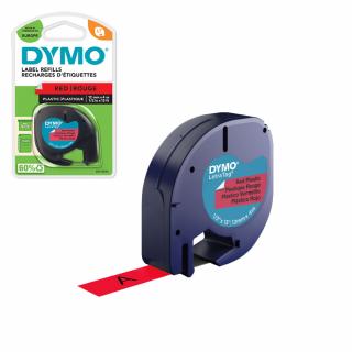 Etichete originale plastic rosu 12mm x 4m DYMO LetraTag 91203 S0721630