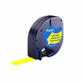 Etichete plastic galben  12mm x 4m compatibile Dymo Letratag 91200  S0721510, functioneaza si cu Imprimanta AIMO P12