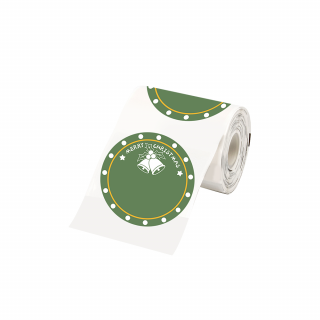 Etichete rotunde plastic verde Clopotei Craciun O 50 mm pentru imprimanta AIMO Phomemo M110 M200 M220 140HF