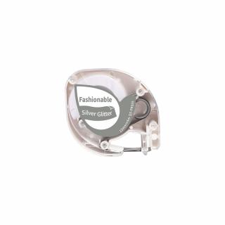 Etichete sclipici Dymo Letratag alb argintiu compatibile 12mm x 4m AIMO S0721730 DY91208