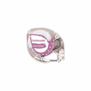 Etichete sclipici Dymo Letratag alb roz compatibile 12mm x 4m AIMO S0721630 91203