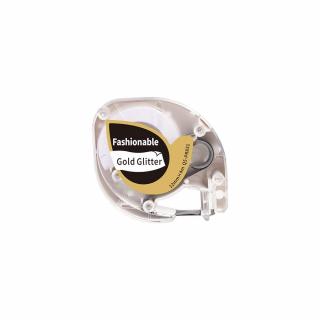 Etichete sclipici Dymo Letratag negru auriu compatibile 12mm x 4m AIMO S0721660 91201 91221