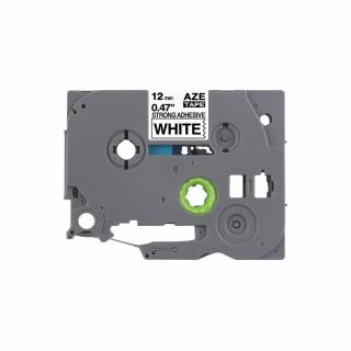 Etichete strong adezive compatible Brother TZe-S231 12mm x 8m negru alb caseta gri