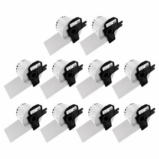 Set 10 Etichete modul continuu DK-22205 albe 62mm x 30.48m suport plastic inclus compatibile Brother DK-22205 DK22205