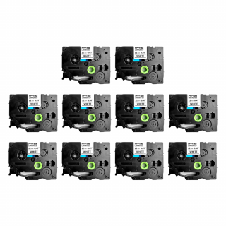 Set 10 Etichete SG compatibile Brother TZe-231 12mm x 8m negru alb Sanco Grup SG
