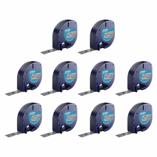 Set 10 x Etichete originale plastic argintiu 12mm x 4m DYMO LetraTag 91208 S0721730