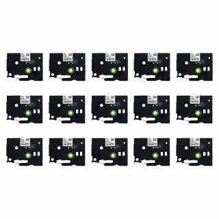 Set 15 Etichete compatible Brother TZe-231 High Quality 12mm x 8m Negru Alb AIMO caseta neagra