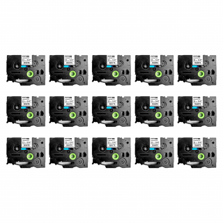 Set 15 Etichete SG compatibile Brother TZe-231 12mm x 8m negru alb Sanco Grup SG