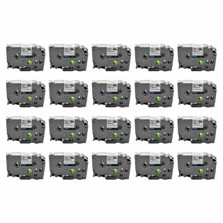 Set 20 Etichete compatible Brother TZe-231 12mm x 8m negru alb caseta gri