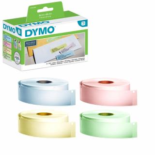 Set  4 Etichete adresa standard plastic semitransparent 28 x 89 mm culori pastel roz galben vernil  bleu DYMO LabelWriter LW 99011 S0722380 4 role cutie