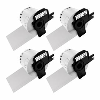 Set 4 Etichete modul continuu DK-22205 albe 62mm x 30.48m suport plastic inclus compatibile Brother DK-22205 DK22205