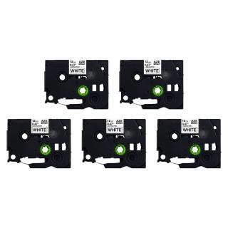 Set 5 Etichete compatible Brother TZe-231 High Quality 12mm x 8m Negru Alb AIMO caseta neagra